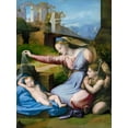 thumbnail image 2 of Raffaello 15x18 Gold Ornate Wood Framed with Double Matting Museum Art Print Titled - The Madonna of the Blue Diadem, 2 of 4