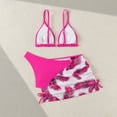 thumbnail image 4 of Odeerbi 6-14 Years Kids Girls Summer Beach String Bikini with Sarong Coverups Set Floral Swimsuit Hawaiian Beachwear Seaside Three Pieces Bathing Suit Set, 4 of 6