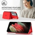 thumbnail image 6 of REQO Phone Case for Samsung Galaxy S21 Ultra 5G Wallet Cover with RFID Blocking Credit Card Holder Wrist Crossbody Strap Lanyard Stand Cell Accessories S21ultra 21S S 21 21ultra G5 Women Men Red, 6 of 6