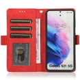 thumbnail image 2 of Skin-Friendly Wallet Case for Samsung Galaxy S22 Plus, Premium PU Leather Shockproof Card Slots Cash Holder Flip Cover with Kickstand Folio Magnetic Clasp Wrist Hand Strap Handbag Case,Red, 2 of 8