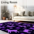 thumbnail image 2 of ODIKA 2'x3' Machine Washable Non-Slip Area Rug, Charming Pet Themed Circular with Cute Animal High Traffic Rug, Purple, 594834, 2 of 7