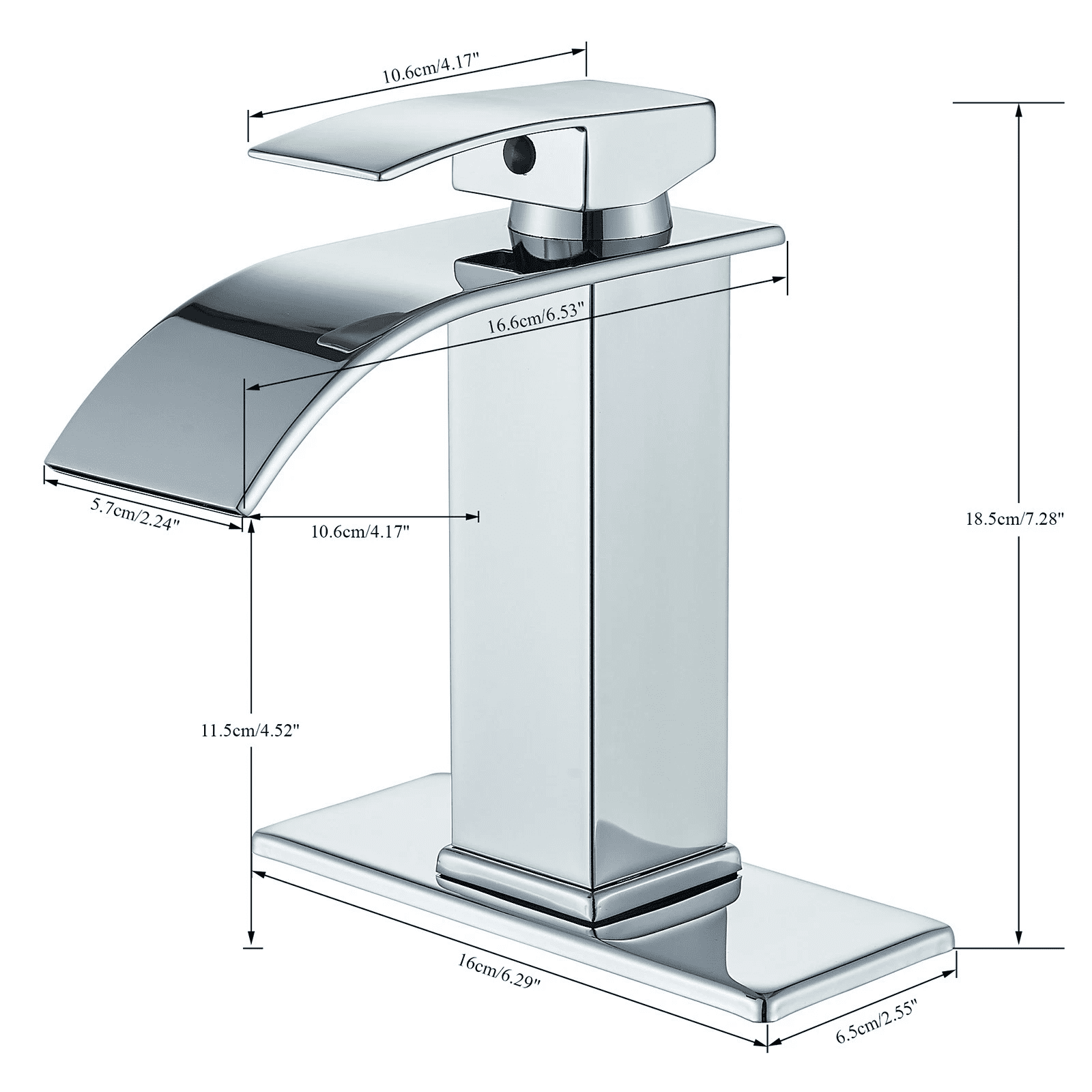 Zovajonia  Bathroom Basin Sink faucet Waterfall Spout Single Handle Mixer Tap W/Cover&Drain Polished Chrome