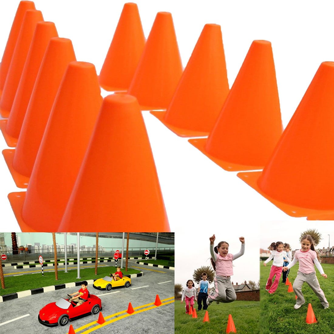 12 Pack 7 Inch Plastic Sport Training Traffic Cone for Kids Home Football M1P2 