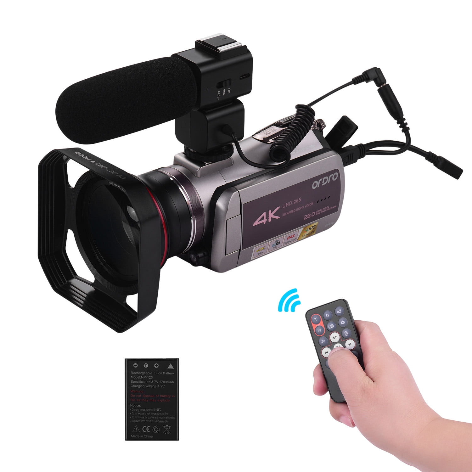 ORDRO HDV-AZ50 Portable Real 4K UHD 30FPS WiFi Digital Video Camera ...