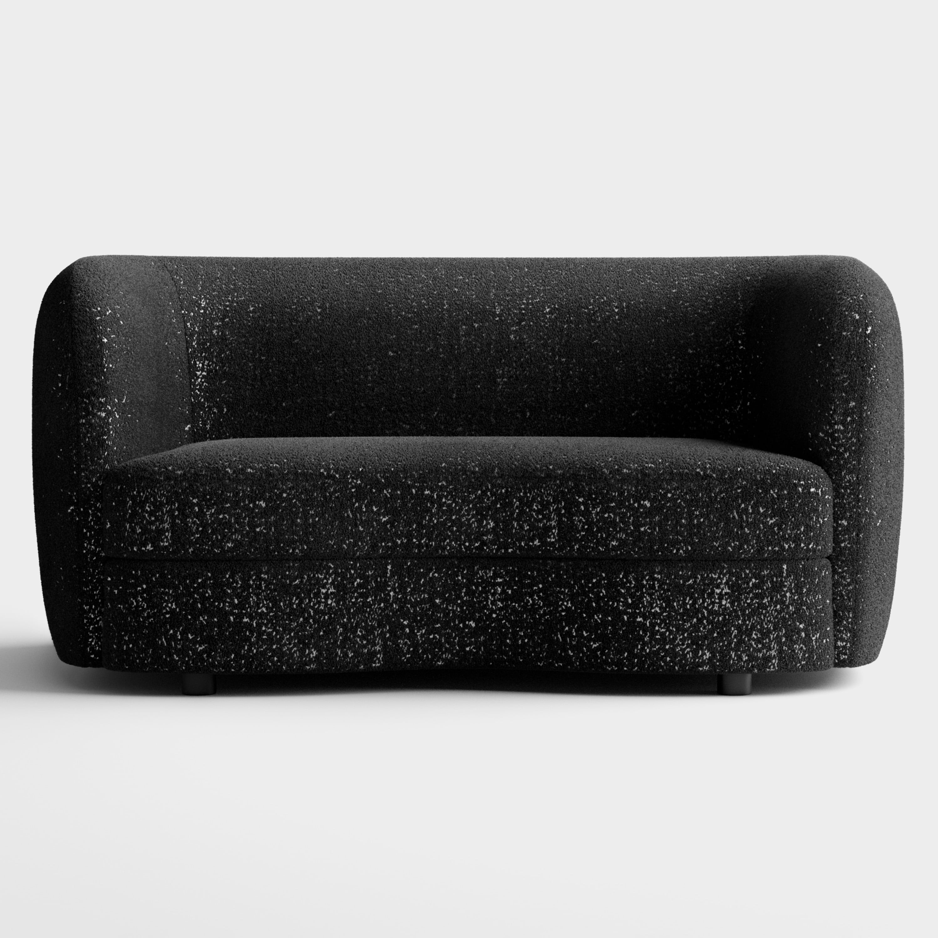 Furniture of America Sonya Tuxedo Style Upholstered Boucle Fabric Black Loveseat