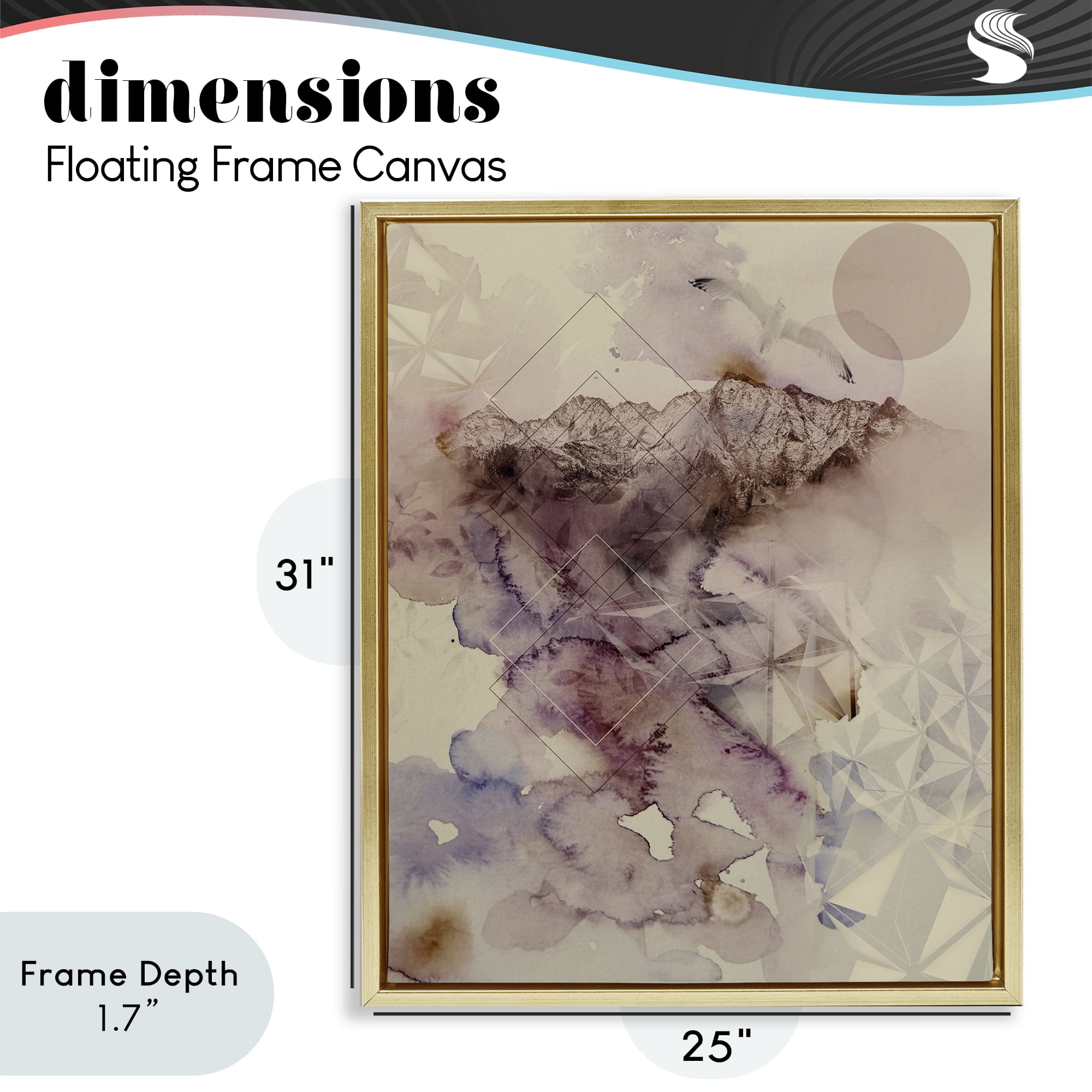 Stupell Industries Dust Abstract with Geometrics Gold Framed Floater Canvas Wall Art, design by Gemma Bardot