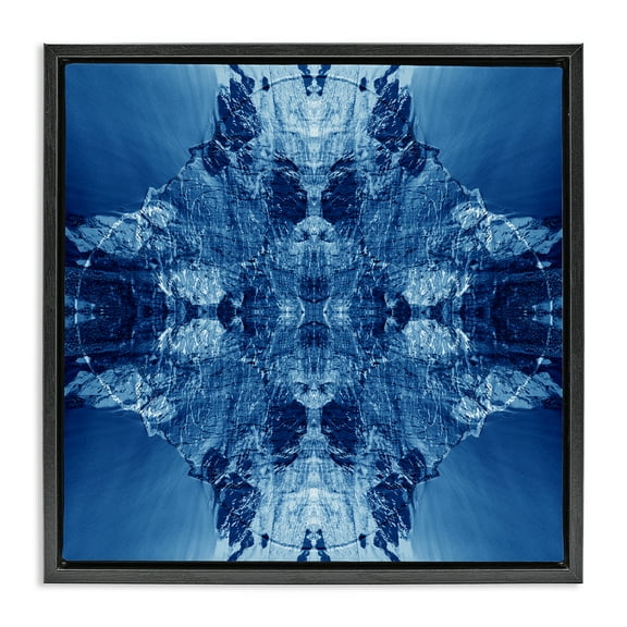 Stupell Industries Mirrored Symmetry Pattern Abstract Painting Black Floater Framed Canvas Art Print Wall Art, 18 x 18