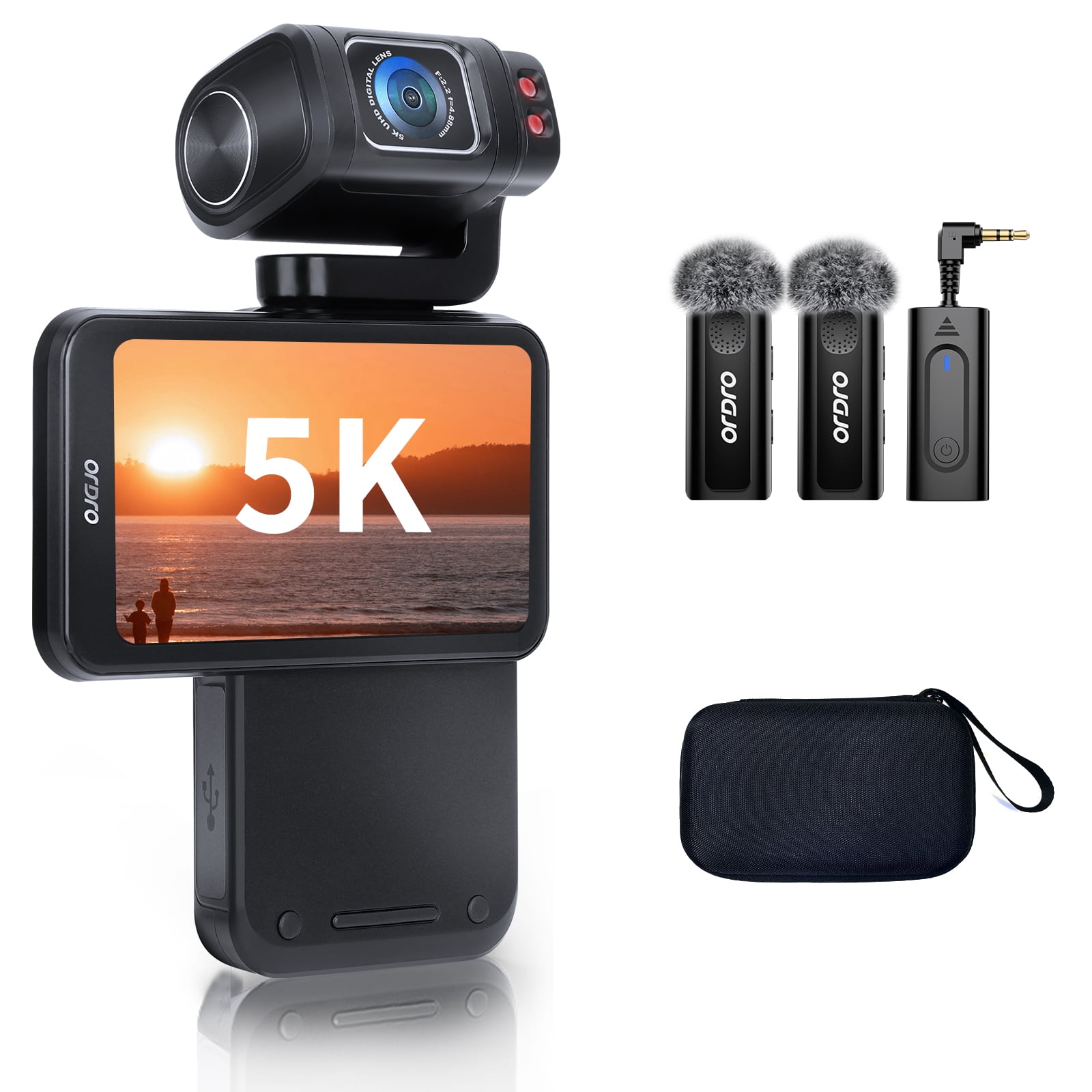 ORDRO M3 5K Video Camera Camcorder WiFi IR Night Vision Pocket Vlogging Camera 3.5'' Flippable Screen