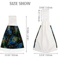 thumbnail image 3 of 1 Pcs Hanging Towels, Dish Towels Embroidery Peacock Feathers Absorbent Hand Towels with Hanging Loop Washcloth for Bathroom Kitchen, 3 of 7
