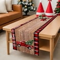 thumbnail image 6 of Christmas Table Runner Red Truck Pine Tree Table Runners Snowflake Rustic Wood Grain Plaid Cotton Linen Dresser Scarf Kitchen Dining Table Decor for Christmas Holiday Party Decor 13x90 Inch, 6 of 9