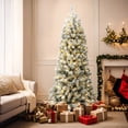 thumbnail image 2 of LuxenHome 7 Ft Snow Flocked Full Artificial Christmas Tree with Lights, Prelit Christmas Tree with Metal Stand, 2 of 9