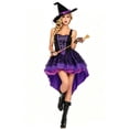 thumbnail image 5 of Women's Black & Purple Witch Halloween Costume, High Low Tutu Dress with Witch Hat and Lace Gloves for Halloween Party Cosplay, 5 of 5