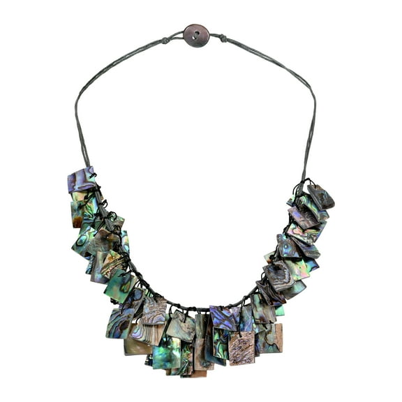 Stylish Hanging Abalone Shell Rectangles Layered Statement Necklace