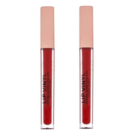 Pack of 2 Makeup Revolution Beauty Lip Vinyl Intense Shine Lipgloss, Ruby