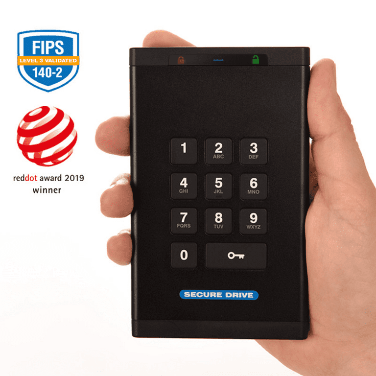 Securedata 1TB KP HDD FIPS 140-2 Level 3 Encrypted Hard Drive Disk with  Keypad Authentication