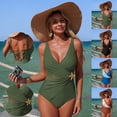 thumbnail image 2 of ShiShine Women Starfish Accent One Piece Swimsuit with Mesh Panel Wrap Front Tummy Control Bathing Suit Tankini, 2 of 9