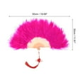 thumbnail image 2 of Uxcell Feather Hand Fan Rose Red Vintage Folding Fan with Chinese Knots Feather Fan Handheld for Dancing Decoration, 2 of 6