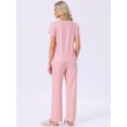 thumbnail image 4 of DARING DIVA Pajamas V Neck Top Drawstring Pants Sleepwear Lounge Sets S Pink Striped, 4 of 7