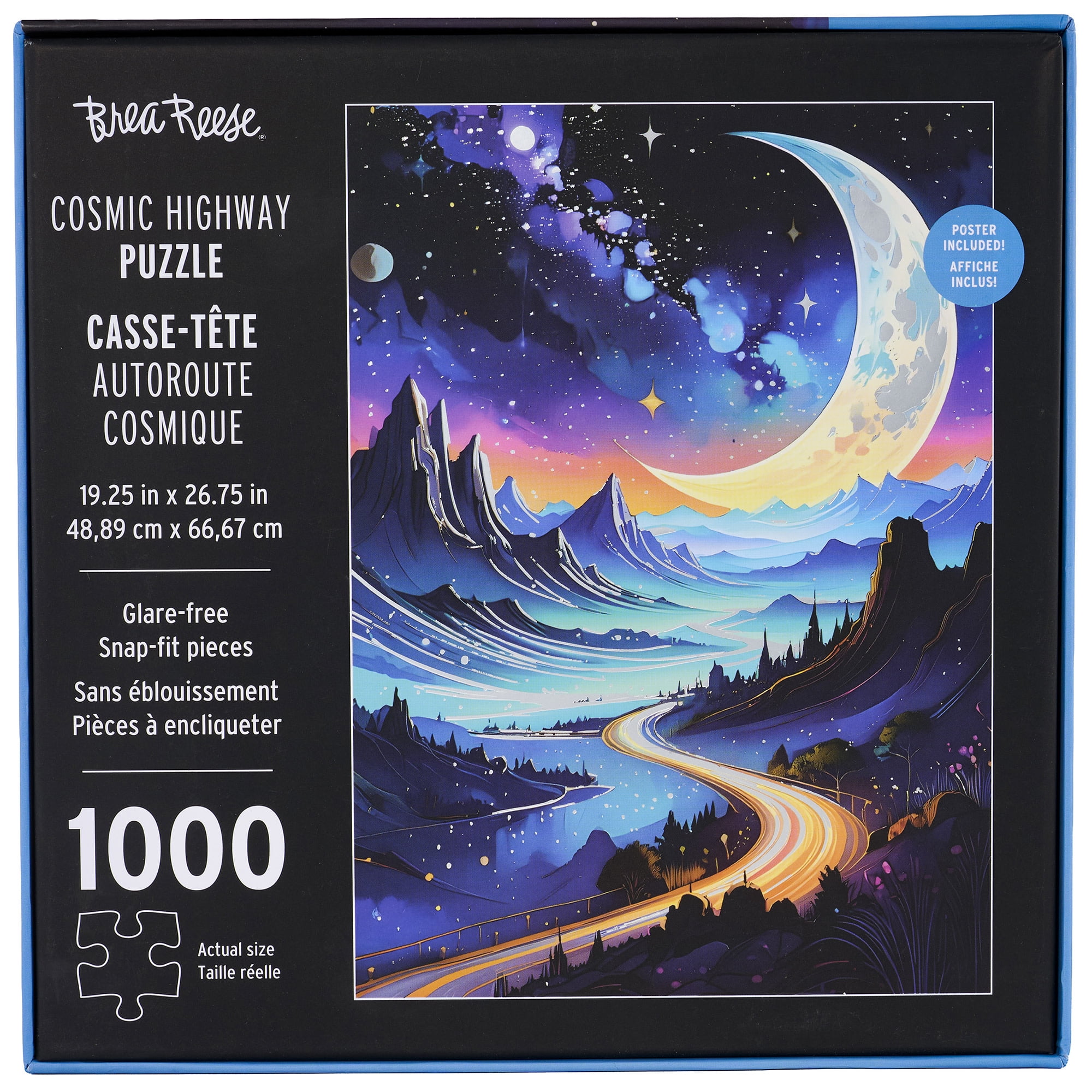 Brea Reese: 1000 Piece Puzzle - Cosmic Highway - Surreal Night Landscape Scene, Adult Jigsaw, Metallic Foil, Image Reference Poster, 19.25 x 26.75"