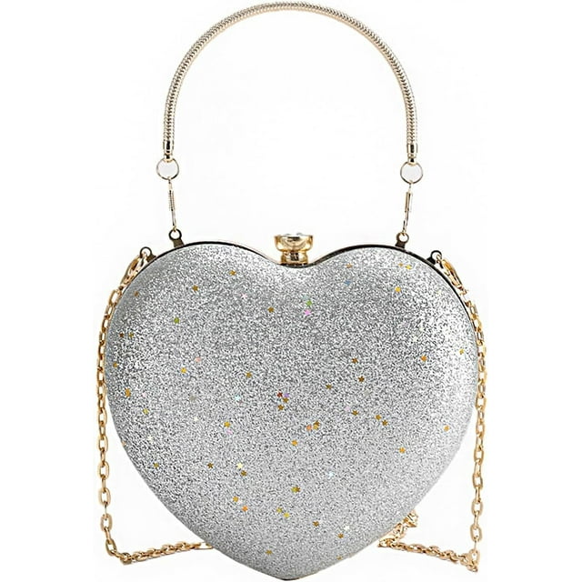 Pochettes Scintillantes pour Femmes, Pochette Formelle, Sac de Soirée en Forme de Cœur, Sac à Main pour Mariage Cocktail