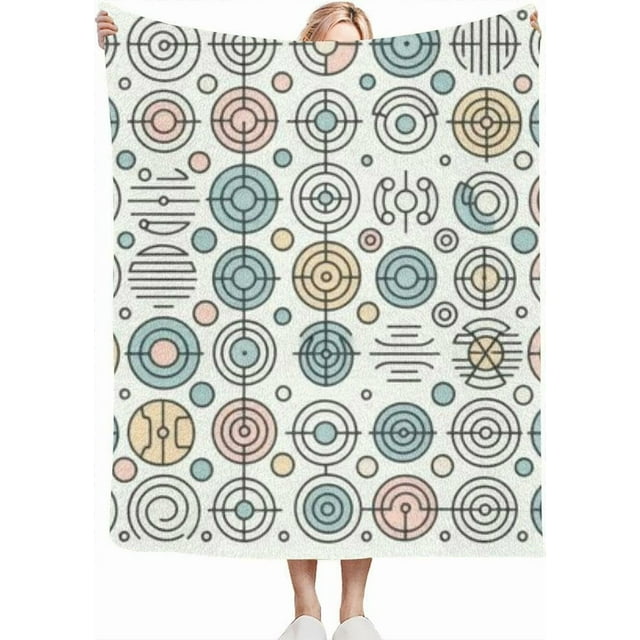 Minimalist Repeating Circles and linesThrow Blanket for Couch Bed Soft Cute Fleece Fuzzy Spring Summer Throw Blankets Cozy Living Room Throw Blanket for Chair