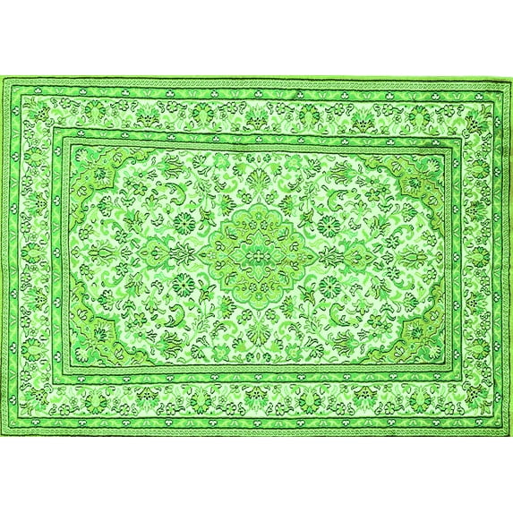 Ahgly Company Indoor Rectangle Medallion Green Traditional Area Rugs, 8' x 12'