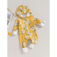 thumbnail image 3 of Liacowi Baby Girl Fall Jumpsuits Long Sleeve Floral Print Zip Up Hooded Rompers Newborn Winter Outfit, 3 of 9