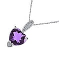 thumbnail image 3 of Mauli Jewels Engagement Necklace for Women 1.18 Carat White And Yellow Gold Heart Shape Amethyst Diamond Gemstone Pendant 4 Prong-Setting 10K With 18'' Chain|Silver Chain, 3 of 6