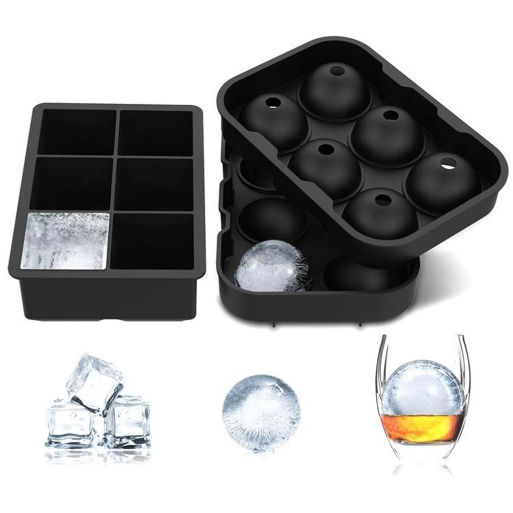 2 PCS Round and Square Flexible Food Grade Ice Tray Kitchen Accessories Ice Maker for Wine Cocktails