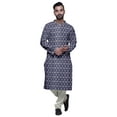 thumbnail image 4 of Atasi Kurta Pyjama de Designer pour Hommes Imprimé Style Angrakha Vêtements d'Été Décontractés, 4 of 5
