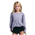 thumbnail image 6 of Workout Shirts for Girls Girls Tees Summer Short Sleeve Oversized Cut Out T Shirts Kids Open Back Athletic Top for Teen 4-14 Years, 6 of 8