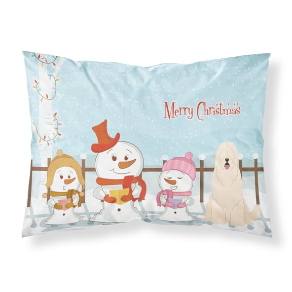 Merry Christmas Carolers South Russian Sheepdog Fabric Standard Pillowcase