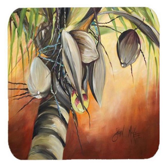 Orange Coconut Tree Foam Coasters, Set Of 4