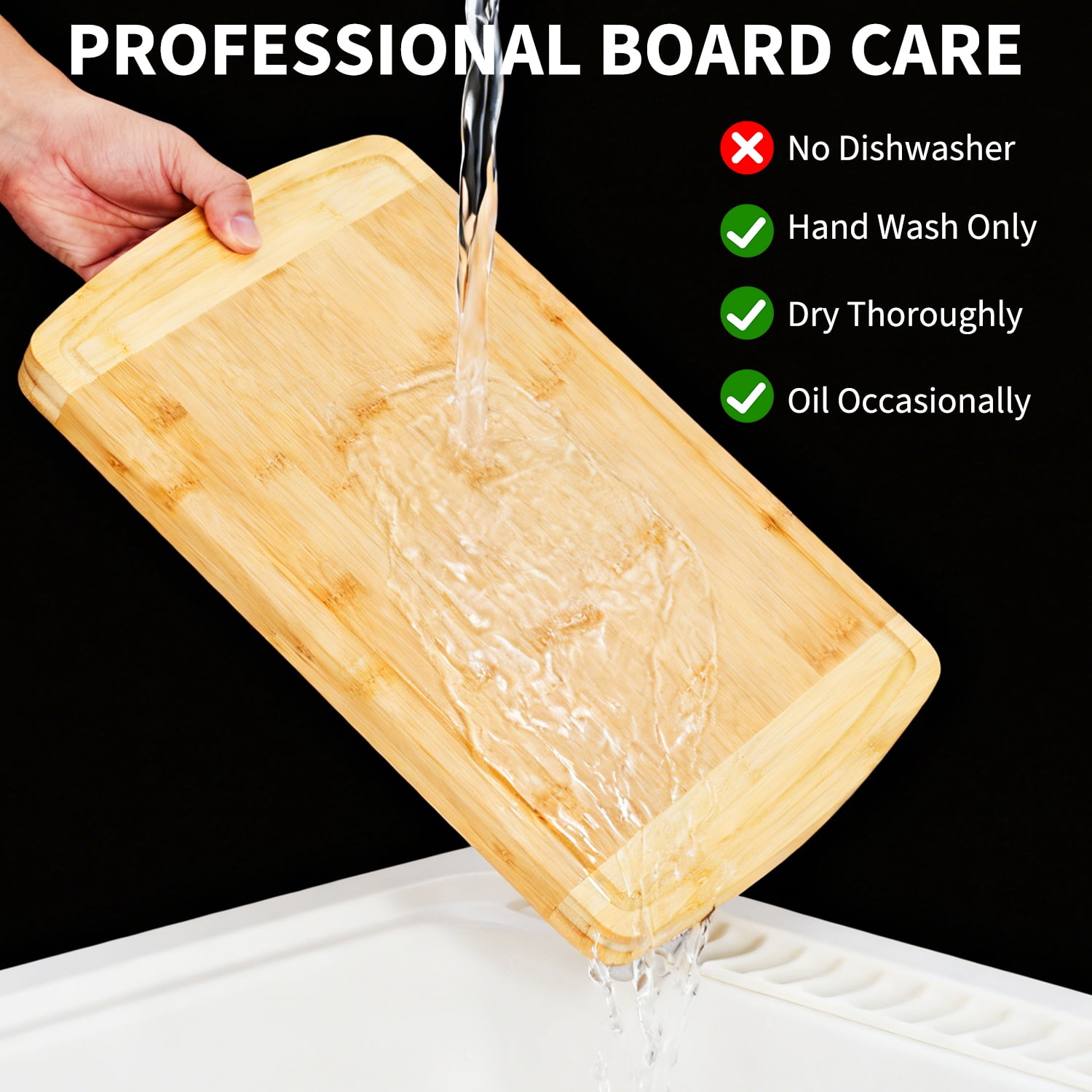 16x10 Inch Large Bamboo Cutting Board for Kitchen, 1-Inch Extra Thick Wood Chopping Board with Deep Juice Groove for Meat, Cheese and Vegetables, Pre-oiled Reversible Butcher