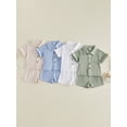 thumbnail image 3 of BemeyourBBs Toddler Baby Boy Summer Clothes 0 6 12 18 24 Months 2 3 4 Years Newborn Baby Boys Summer 2 Piece Outfits Short Sleeve Pocket Button Down Shirt and Shorts Set, 3 of 9
