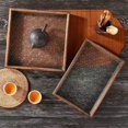 thumbnail image 4 of Bandeja de madera y vidrio para té, bandeja de almacenamiento, bandeja de vidrio de nogal, accesorios de cocina para comedor, tazas, bocadillos de frutas, bandeja de postres, posavasos, 4 of 5
