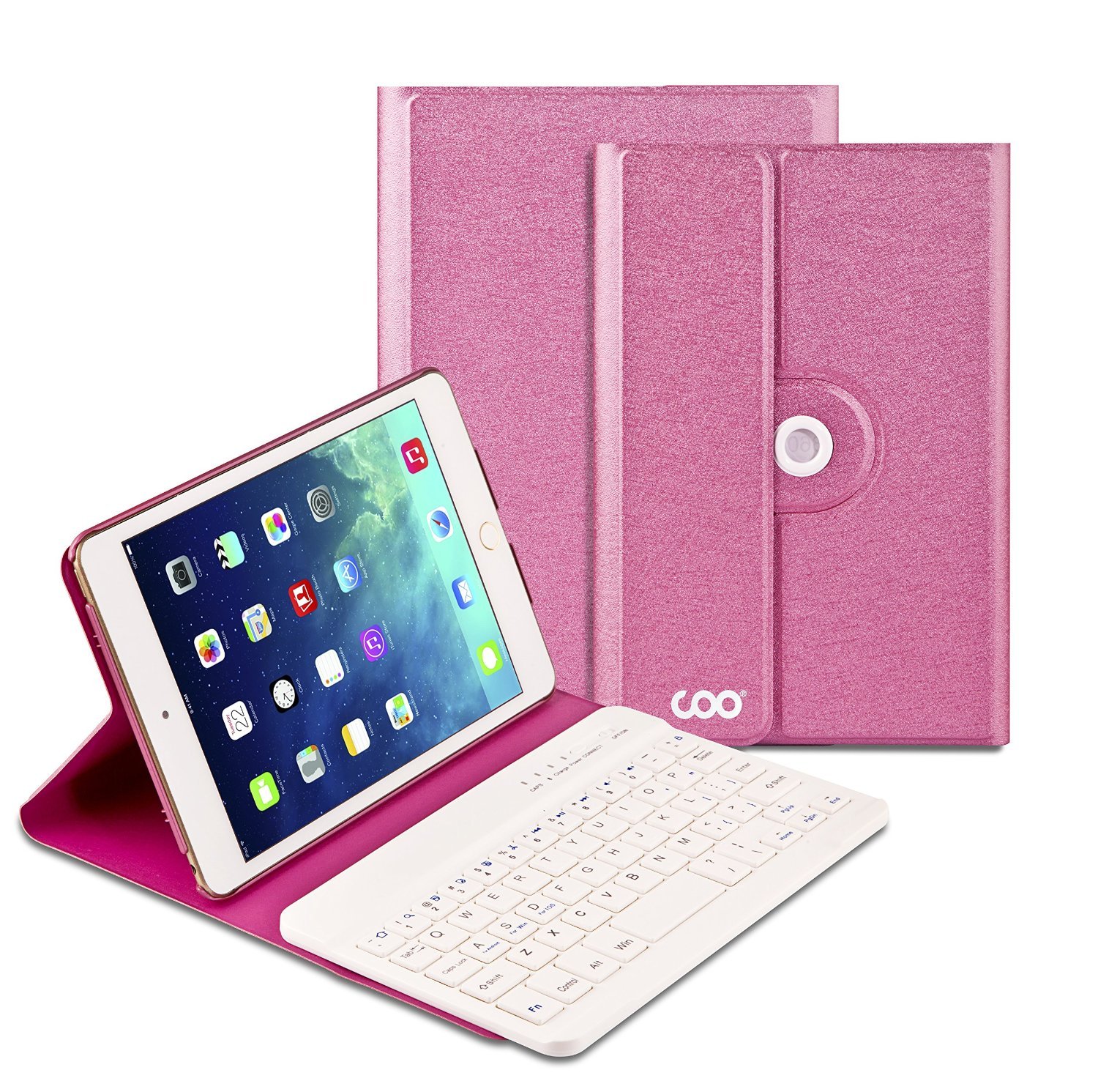 Coo iPad Mini 4 Bluetooth Keyboard Cases with 360 Degree Rotation and