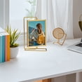 thumbnail image 5 of 6.1 x 9.06 Clear Acrylic Sign Holder with Gold Borders and Vertical Stand, Double Sided Table Menu Holders Picture Frames for Wedding Table Numbers, Restaurant Signs, Photos and Art Display, 5 of 5