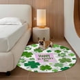 thumbnail image 2 of St Patricks Day Round Area Rug 4Ft Washable Circle Rugs for Bedroom Dining Room, Shamrock Grey Green Spring Modern Leaf Non-Slip Carpet Floor Mats Indoor Outdoor Carpet Runner Aesthetic Home Decor, 2 of 8