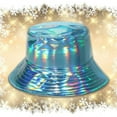 thumbnail image 2 of Ticikt Metallic Bucket Hat for Women & Men - Cute Bucket Hats - Festival Hat Adjustable Rave Accessories,Color:Blue, 2 of 5