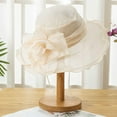thumbnail image 6 of Wide Brim Tea Party Hat for Women – Foldable Sun Hat for Kentucky Derby, Weddings & Bridal Showers, Machine-Washable Faux Linen Ladies’ Church/Easter Accessories (18.9” Pink), 6 of 6