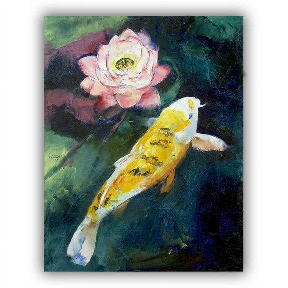 Michael Creese "Koi And Lotus Flower" Removable Wall Art