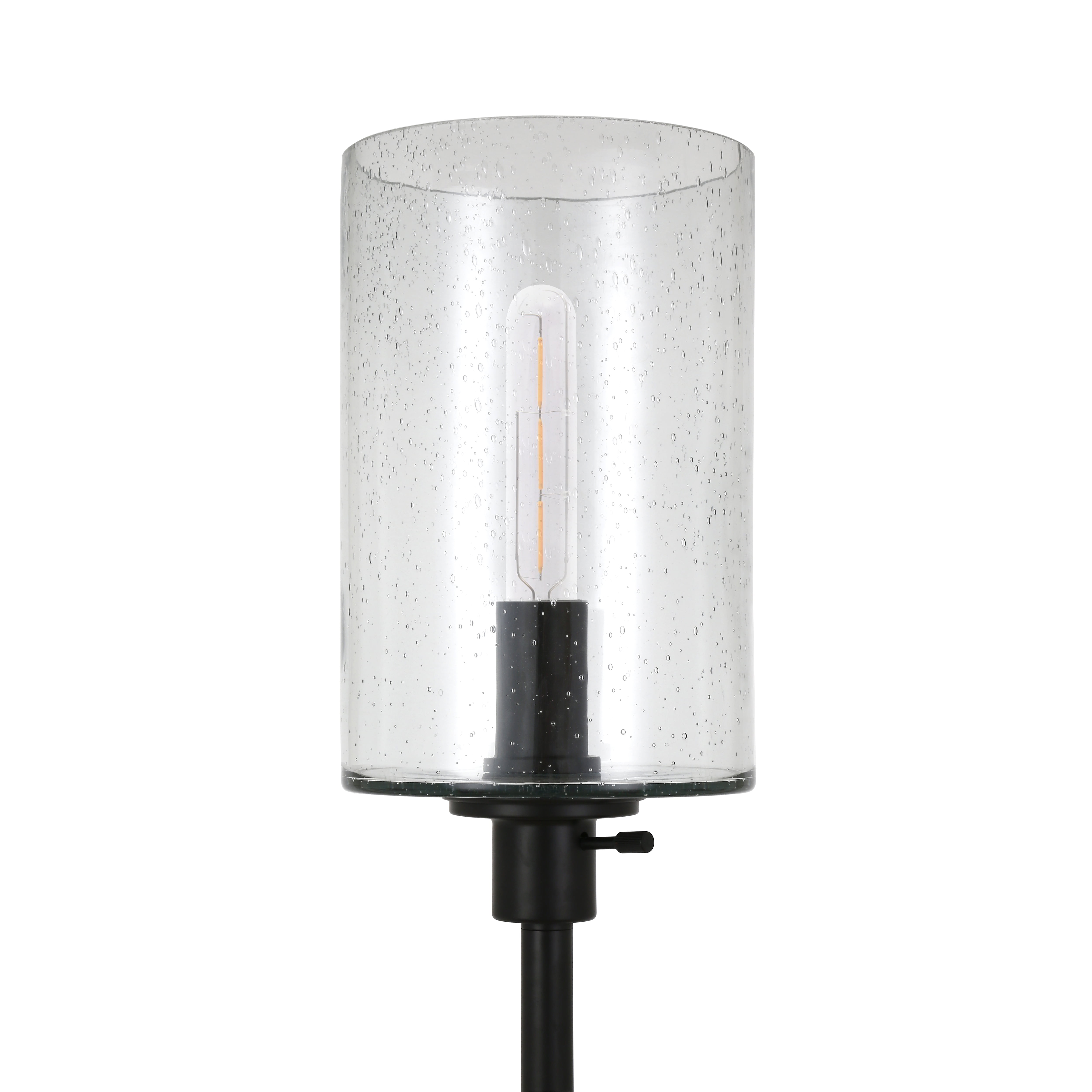 Evelyn&Zoe Industrial Metal Floor Lamp with Seeded Glass Shade
