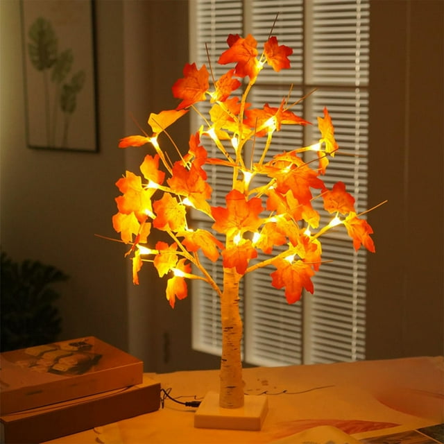 Christmas Tree Decorations,Small Tree Lights Led Christmas Party Decoration Lights Birchs Tree Decoration Lights Thanksgiving Easter Indoor Event Landscapes Glows Tree Maple Leaf Tree
