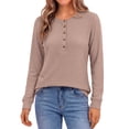 thumbnail image 2 of Fantaslook Plus Size Waffle Long Sleeve Shirts for Women Button Up V Neck Henley Blouses Dressy Casual Fall Tops, 2 of 7