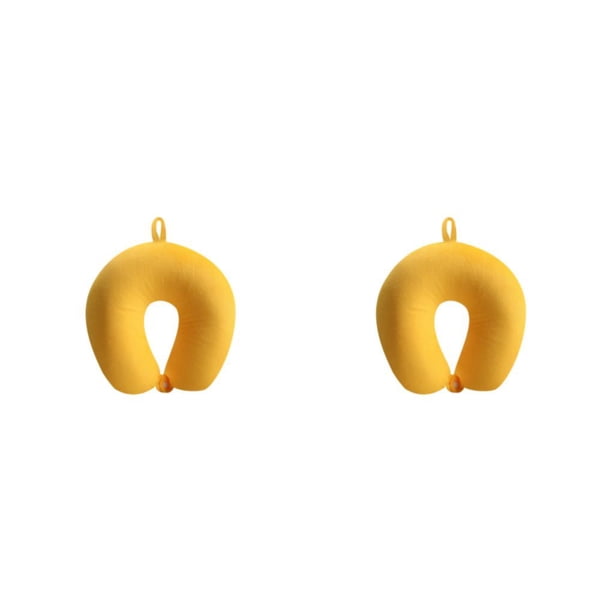 Inteprter Almohada en forma de U de espuma para oficina, soporte para el cuello, cojín para dormir amarillo jengibre 2Conjunto