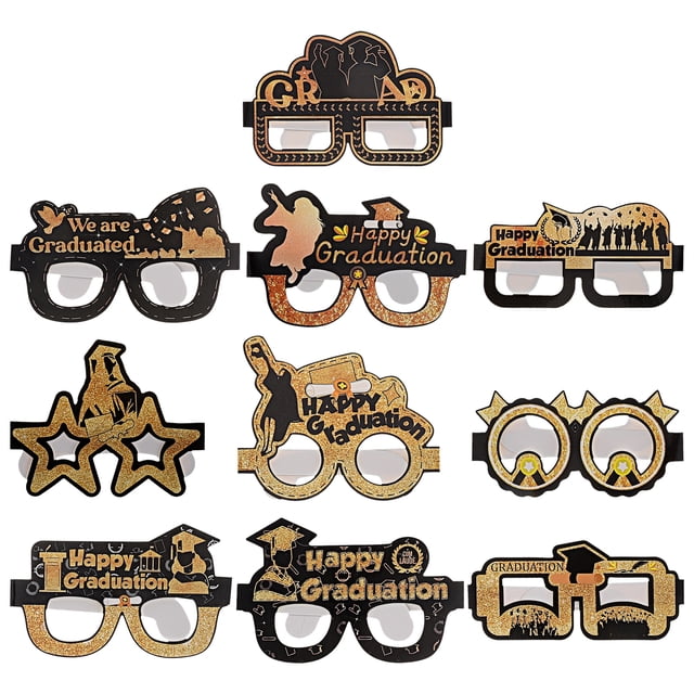 CIMAXIC Party 10 Pcs Graduation Party Glasses Set For Graduation Photo Booth Props And Graduation Party Decorations For Graduation Celebrations And Graduation Season Party Supplies
