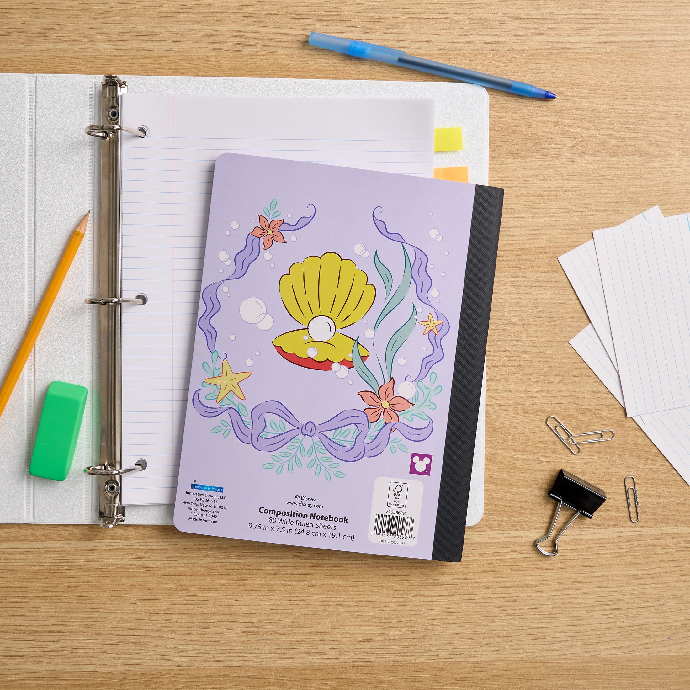Disney Princess Composition Writing Notebook, Wide Ruled, 7.5" x 9.75", 80 Sheets, for Students