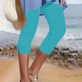 thumbnail image 2 of frariair ​Women's Elastic High Waist Cropped Yoga Pants Solid Color Workout Leggings Breathable Gym Trousers For Cardio Running​ Sky Blue, 2 of 4