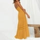 thumbnail image 3 of Vestido largo bohemio sin tirantes para mujer - Con adornos de encaje en los hombros, material de viscosa, corte A fluido, perfecto para la playa, bodas y vacaciones, 3 of 6